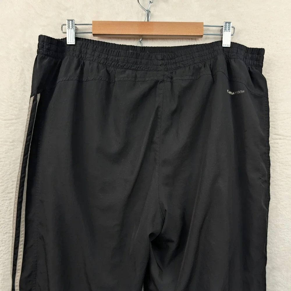 VTG Adidas Track Pants Men's 2XL Black White Stripe ClimaProof Mesh Lined Y2K